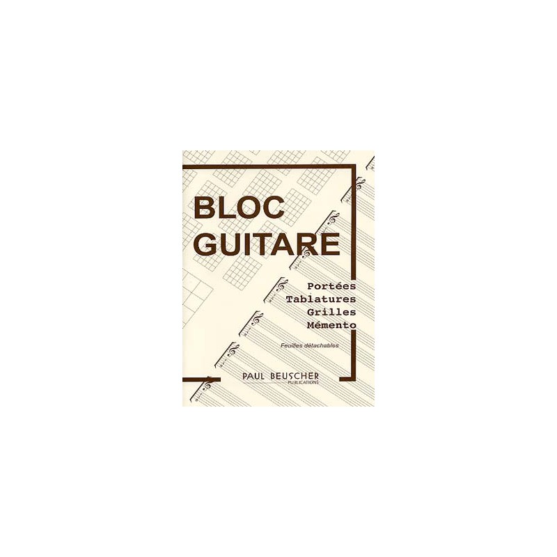 CAHIER BLOC TABLATURE GUITARE 