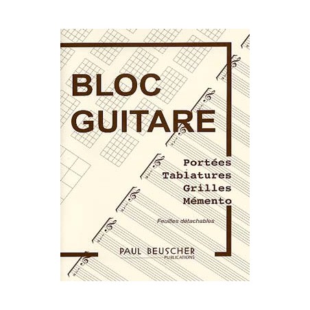 CAHIER BLOC TABLATURE GUITARE 