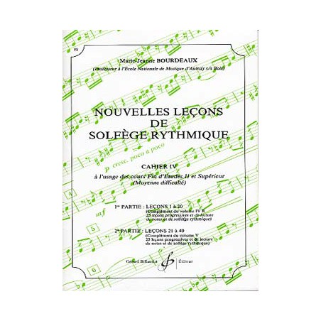 BOURDEAUX NOUVELLES LECONS DE SOLFEGE RYTHMIQUE  GB4113