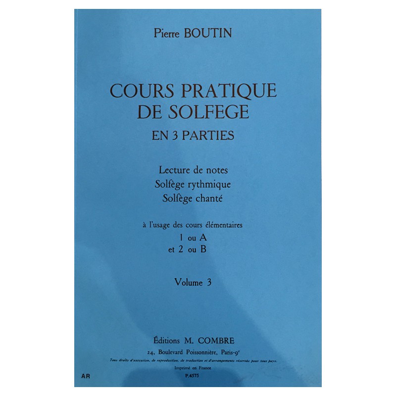 BOUTIN COURS PRATIQUE DE SOLFEGE 1