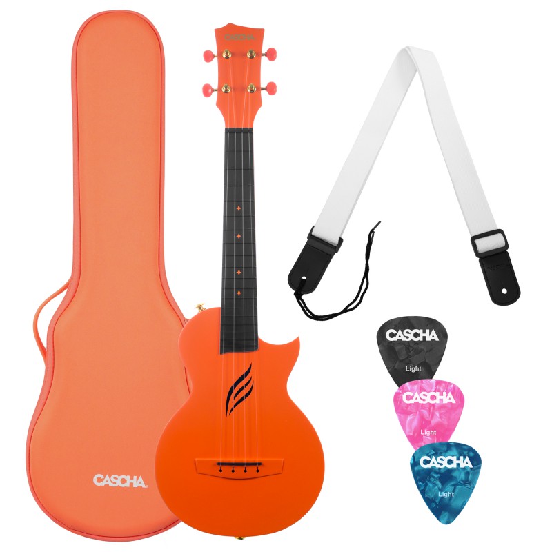 UKULELE CASCHA CONCERT EN FIBRE DE CARBONE ORANGE HH2289