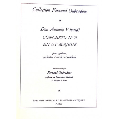 VIVALDI CONCERTO N°23 EN UT MAJEUR ET559