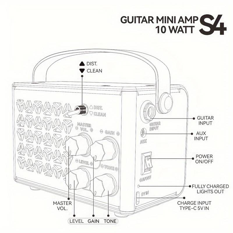 MINI-AMPLI GUITARE SCURU 10W BLUETOOTH S4