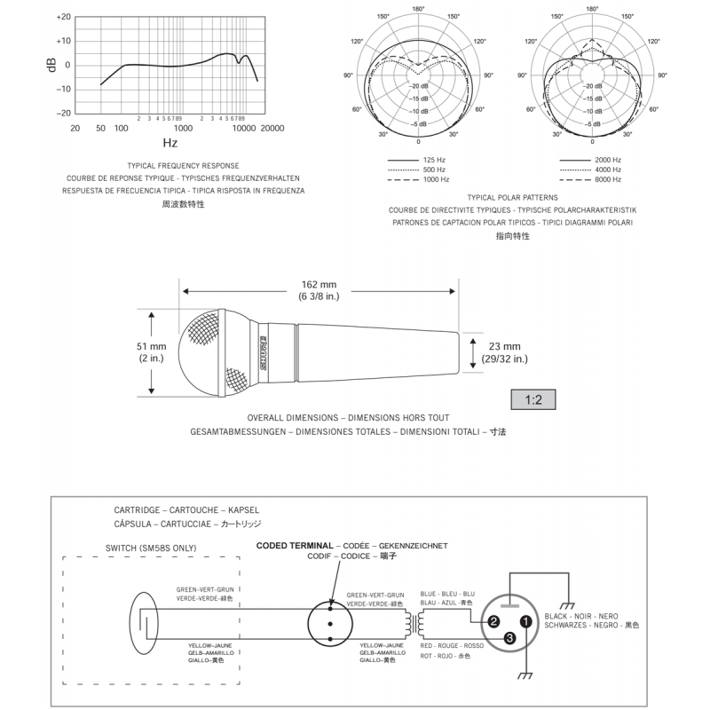 MICRO SHURE FILAIRE VOIX DYNAMIQUE CARDIOIDE SM58LCE