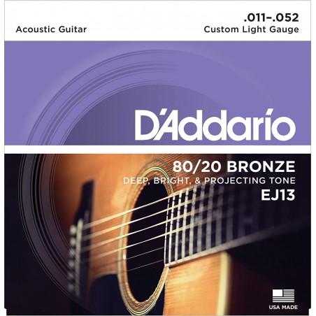 D'ADDARIO BRONZE CUSTOM LIGHT 11/52 JEU EJ13