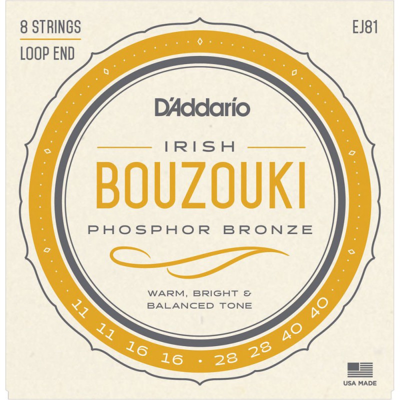 D'ADDARIO BOUZOUKI IRISH PHOSPHORE BRONZE JEU EJ81