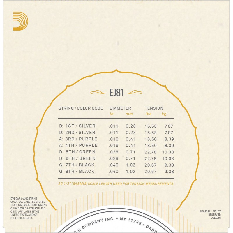 D'ADDARIO BOUZOUKI IRISH PHOSPHORE BRONZE JEU EJ81