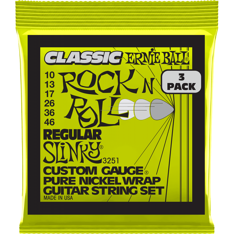 ERNIE BALL ELECTRIQUE REGULAR SLINKY 10/46 PACK DE 3 JEUX