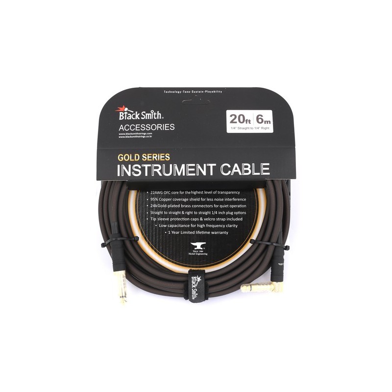 CABLE BLACK SMITH GOLD SERIE JACK/JACK COUDE 6M ICG-002SR