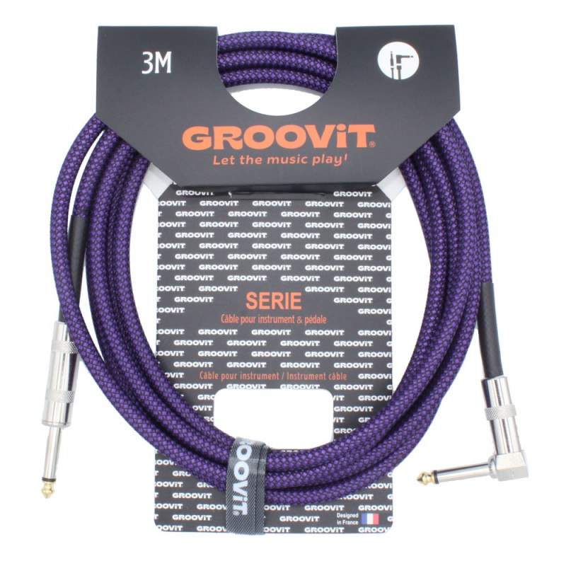 CABLE GROOVIT NYLON TRESSE JACK DROIT / JACK COUDE 3M MAUVE 