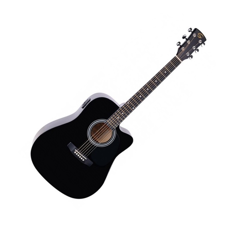 GUITARE YELLOWSTONE DREADNOUGHT CTW E/A BLACK DNCE-BK