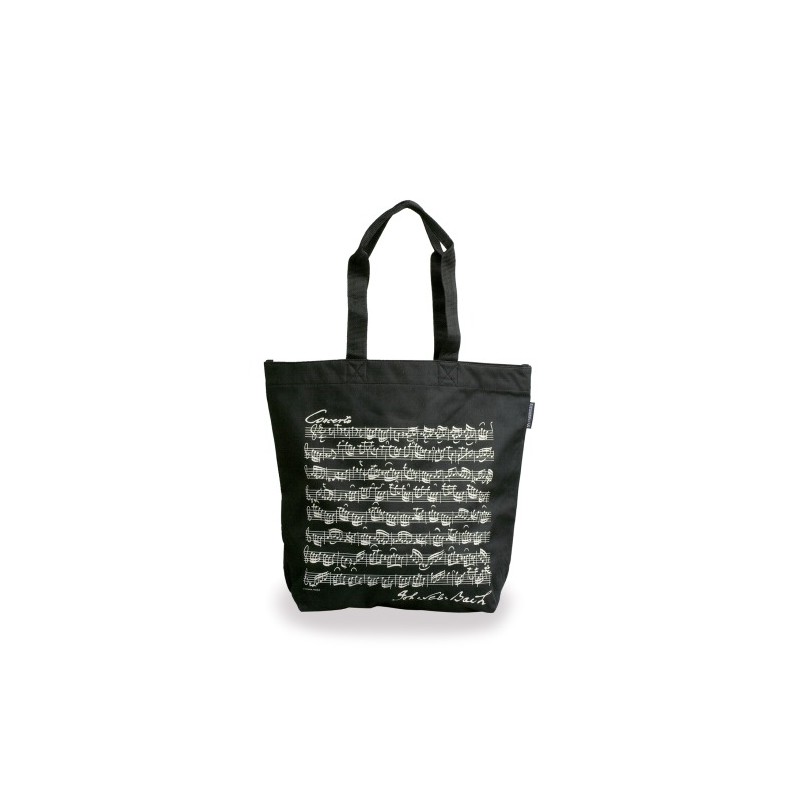 SAC EN TOILE BACH NOIR ANSES LONGUES T1061