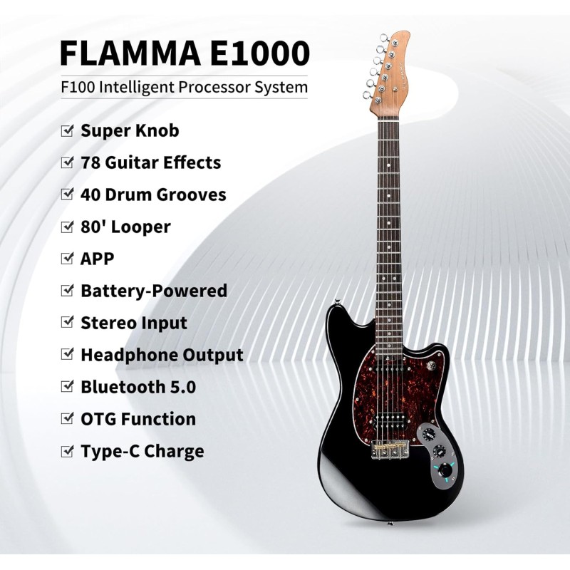 GUITARE ELECTRIQUE FLAMMA E1000 GUITARE DSP FIESTA RED 