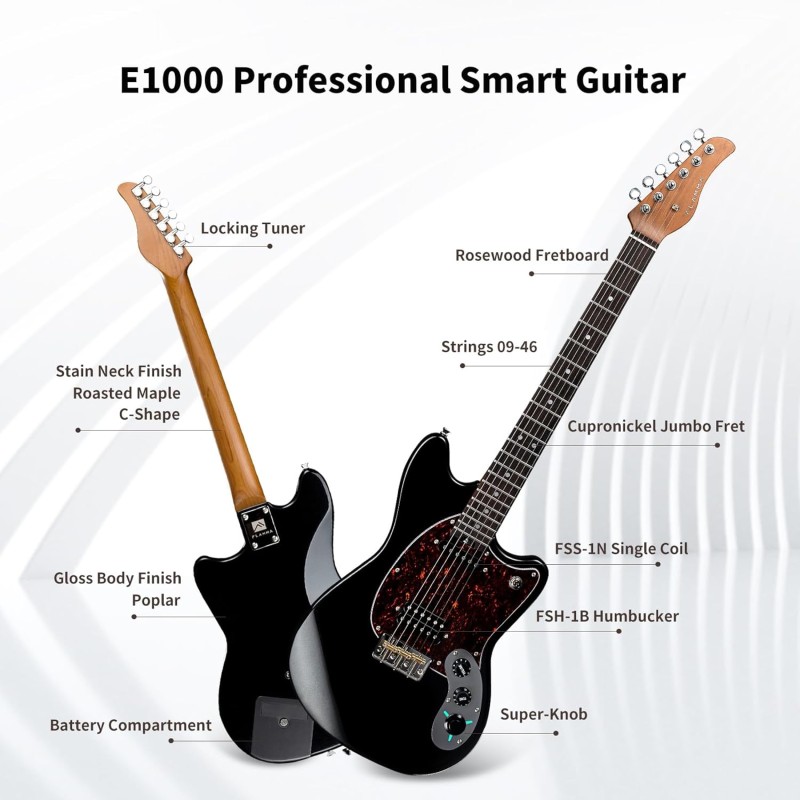 GUITARE ELECTRIQUE FLAMMA E1000 GUITARE DSP PEARL BLACK 