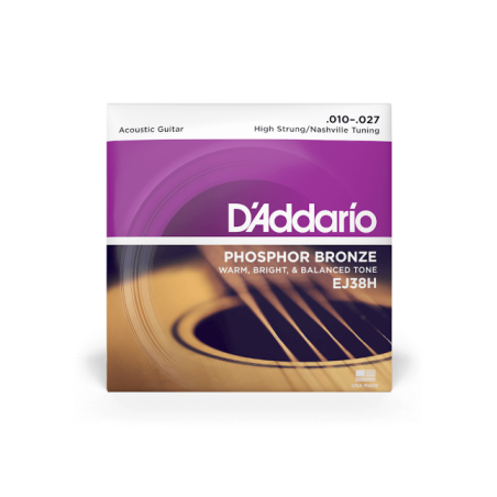 D'ADDARIO FOLK PHOSPHORE BRONZE HIGH STRUNG NASHVILLE TUNING 10-27 EJ38H