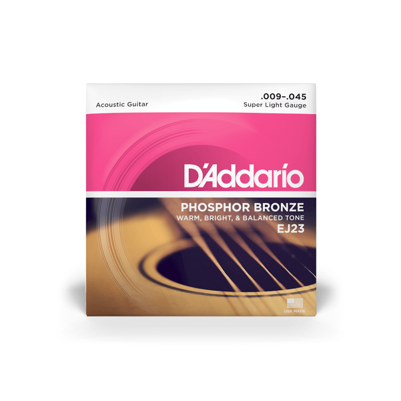 D'ADDARIO PHOSPHORE BRONZE SUPER LIGHT GAUGE 9/45 JEU EJ23