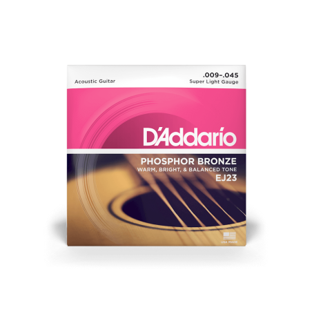 D'ADDARIO PHOSPHORE BRONZE SUPER LIGHT GAUGE 9/45 JEU EJ23