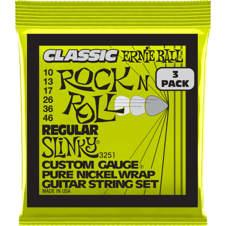 ERNIE BALL ELECTRIQUE REGULAR SLINKY 10/46 PACK DE 3 JEUX