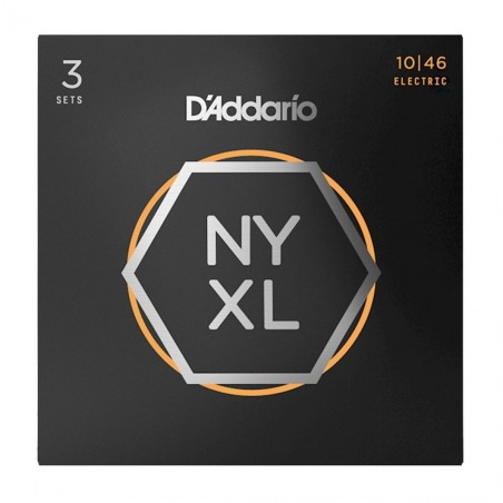 D'ADDARIO NYXL 1046 FILET NICKEL WOUND REGULAR LIGHT 10/46 PACK DE 3 JEUX